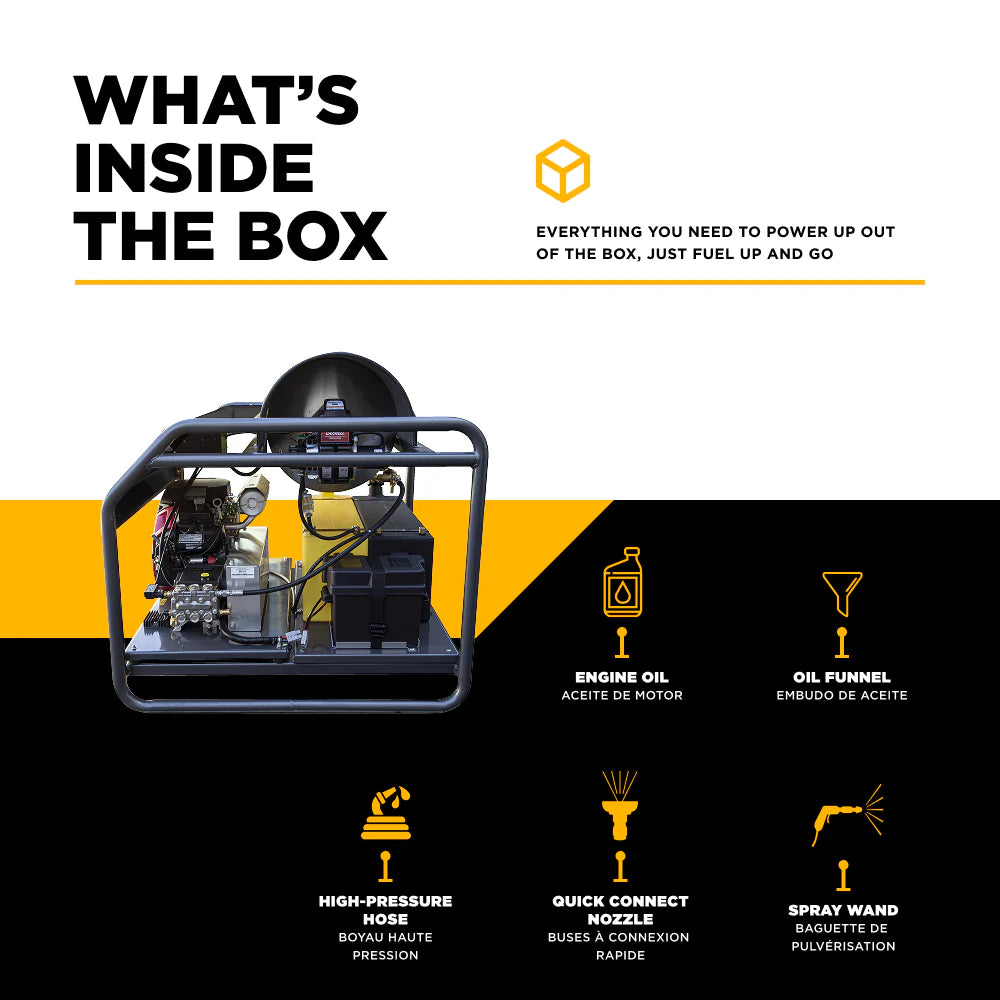 3,500 PSI 5.6GPM Hot Water Pressure Washer Honda GX690 Engine and General Triplex Pump - HW3524HG12V