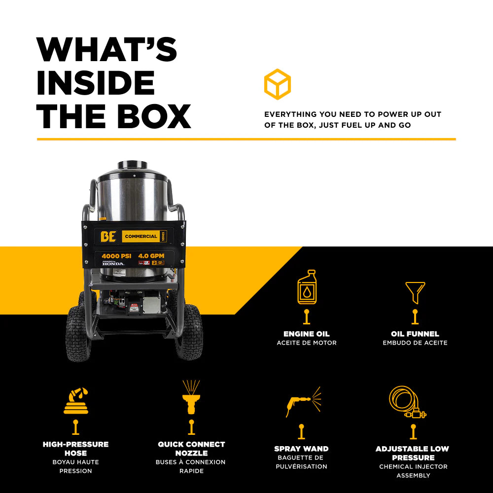 4,000 PSI - 4.0 GPM Hot Water Pressure Washer with Honda GX390 Engine and Comet Triplex Pump - HW4013HC