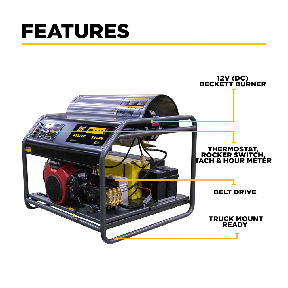 3,500 PSI - 8.5 GPM Hot Water Pressure Washer Honda GX690 Engine and AR Triplex Pump - HW3524HA12V